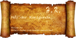 Héder Kunigunda névjegykártya
